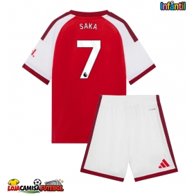 Camisa de Futebol Arsenal Bukayo Saka #7 Equipamento Principal Infantil 2026-27 Manga Curta (+ Calças curtas)